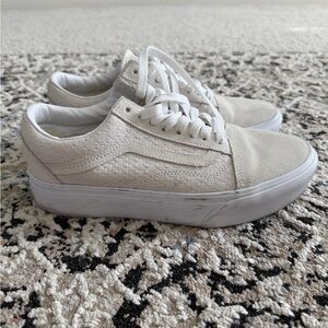 White suede platform women’s Vans